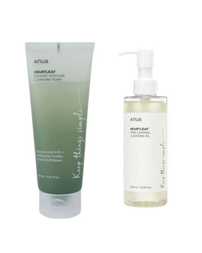 Anua Heartleaf Succinic Moisture Cleansing Foam 150ml + Anua Heartleaf Pore Control Cleansing Oil 200 ml